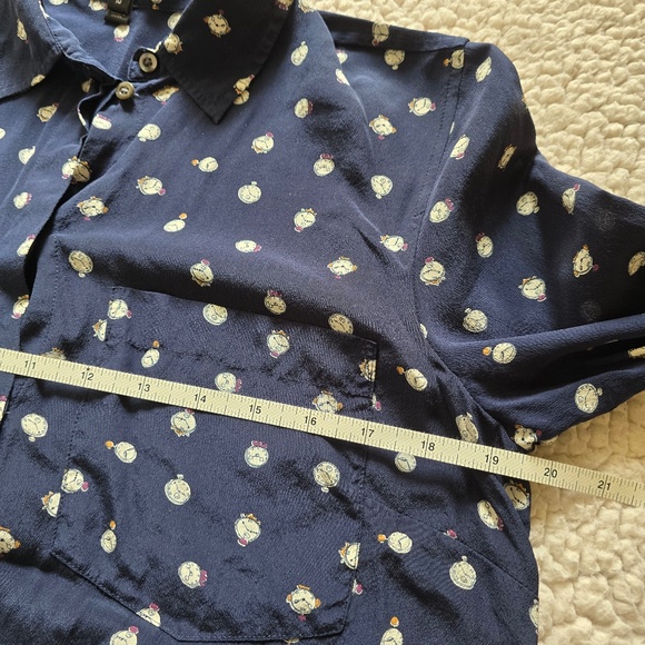 J. Crew Silk Blouse with Clock Print Size 10 - Picture 10 of 12